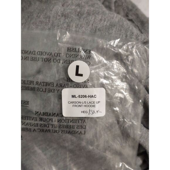 NWT Michael Lauren Gray Carson Long Sleeve Lace Up Front Hoodie Size L - Picture 9 of 9